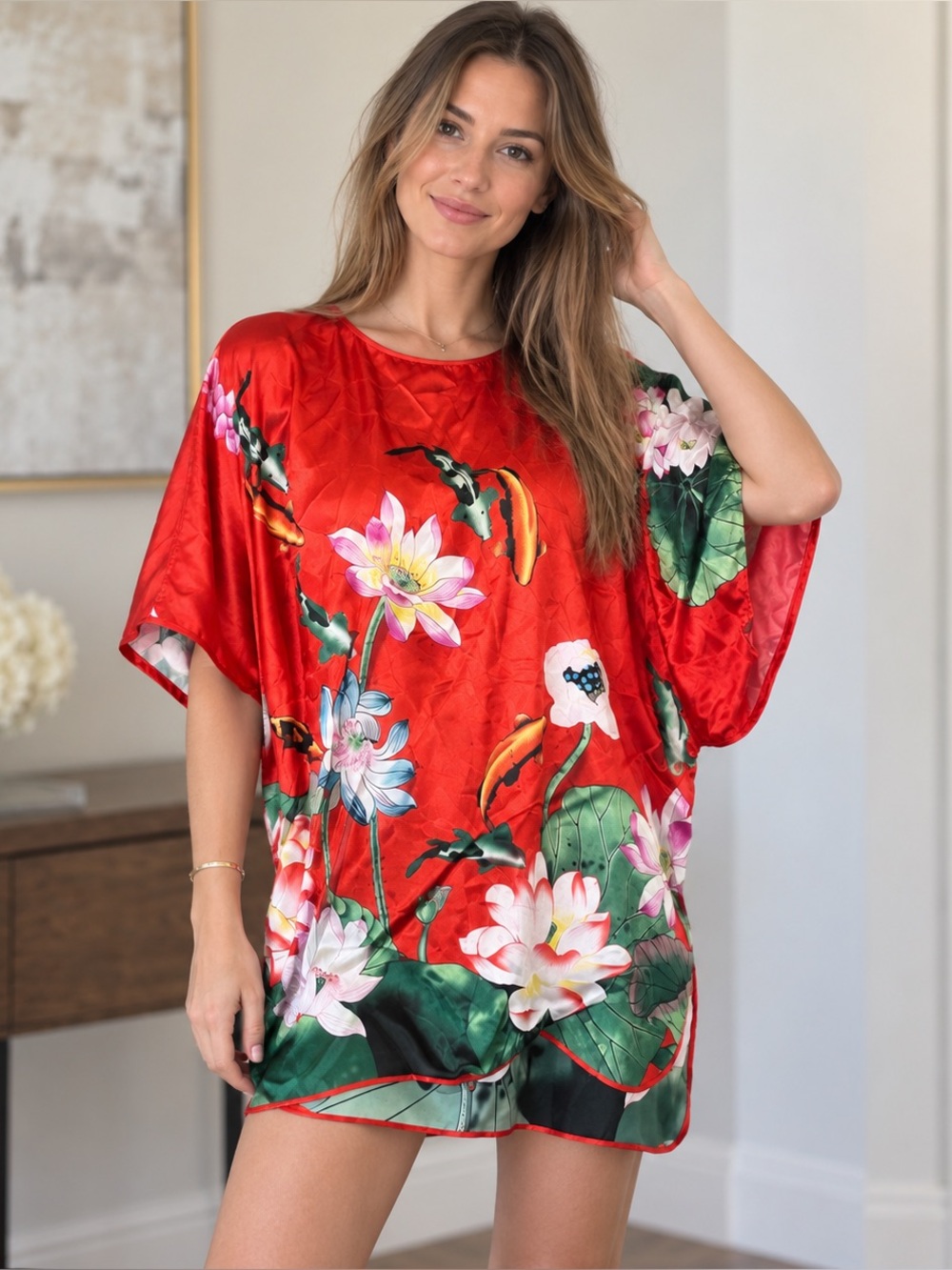 Women's Floral Silk Blouse